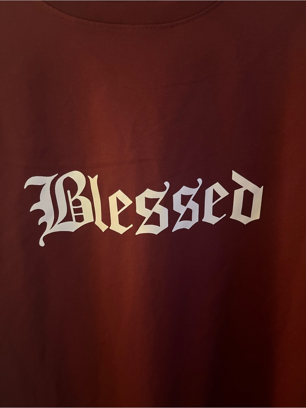 Men's Burgundy "Blessed" Graphic Print Crew Neck Short Sleeve T-Shirt, XL - Picture 4 of 4